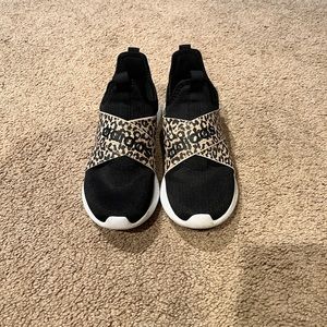 Adidas leopard print and black women slip on shoes